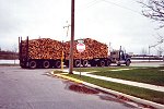 Front St. is a main logging truck route for hauling wood to, and newsprint from, the Abitibi paper mill.