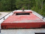 Top of cabin behind wheelhouse looking aft